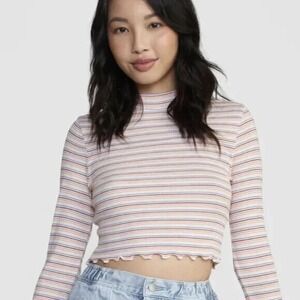 RVCA Women's Size XS - Saved Long Sleeve Fitted Cropped Mock Neck Tee